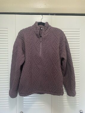 Gilly Hicks Quilted Plush Half-Zip Pullover - Mauve